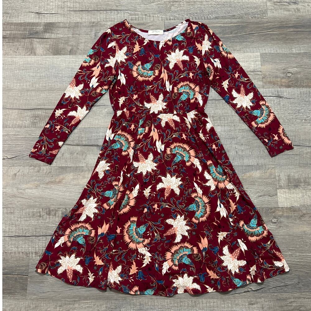 Arula A Beautiful‎ Soul XL Midi Fit Flare Dress Whimsy Boho Floral USA Made